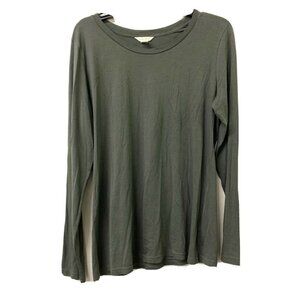 Caslon Womens Dark Olive Long Sleeve Crewneck T-Shirt Top